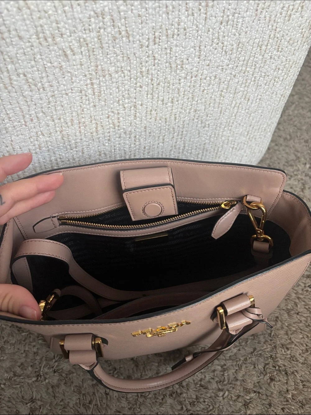 Prada Saffiano Leather Handbag in Cipria Gold Hardware (COMES WITH AUTH CARDS)